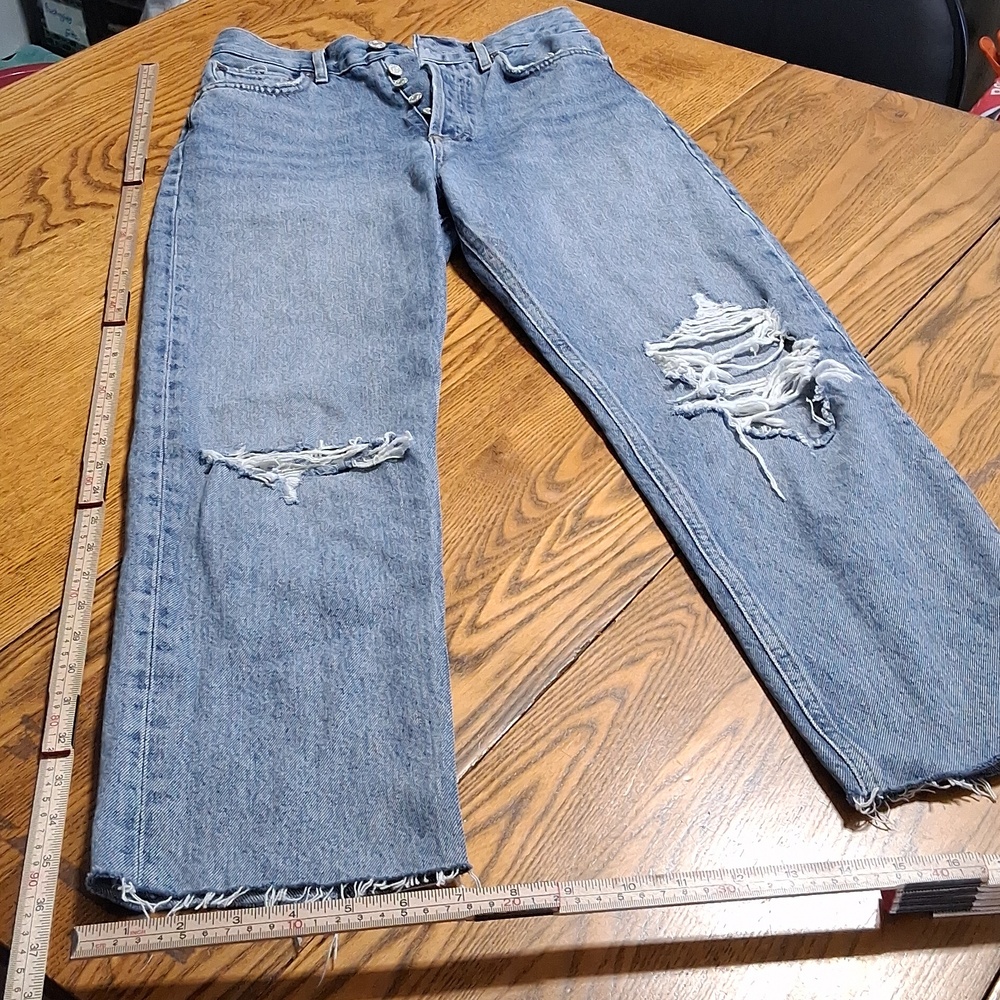 AGOLDE JEANS Womens 24 Pants BUTTON FLY Denim Used  Preowned Distressed Pants